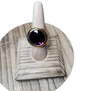 18K Gold Plated Stainless Steel Ring | Purple CZ Stone | Size 7.5